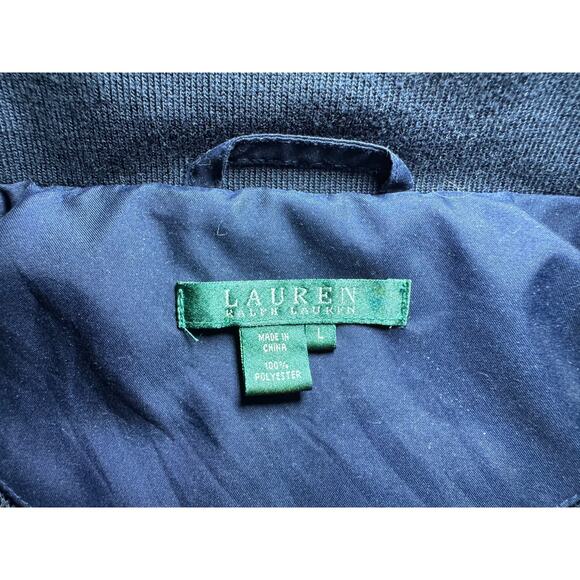 Large Ralph Lauren Navy Track Jacket Full Zip Striped Sleeve Retro - Picture 4 of 6